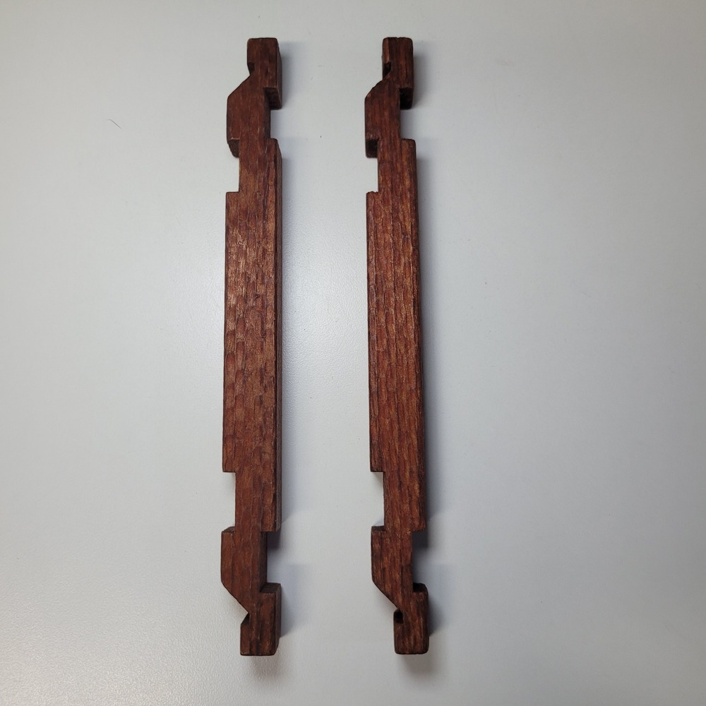 Vintage Long Square Interlocking Wooden Blocks Set of 2 Brown 8.25 Inch Notched